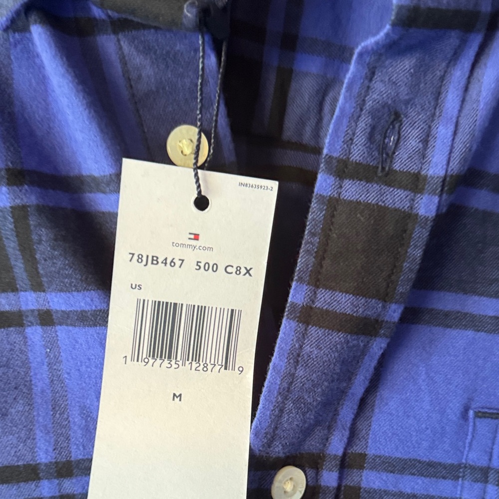 Tommy Hilfiger Blue and Black Checkered Shirt
